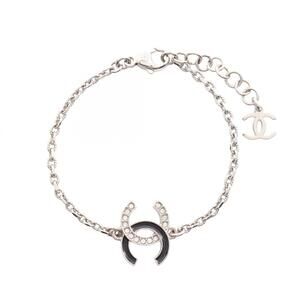 CHANEL Silver Logo Charm Bracelet